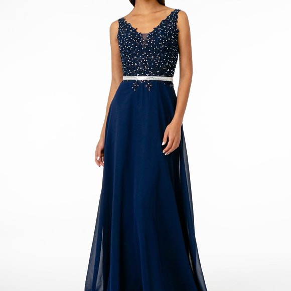 V-Neck A-Line Shape Evening Dress GSGL2653